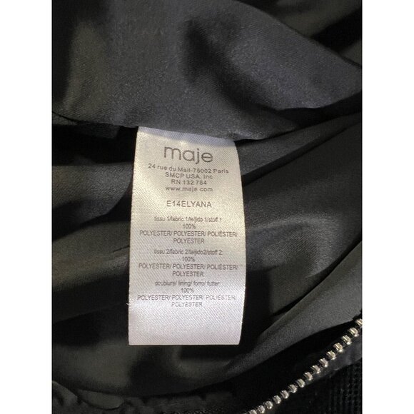 Maje Eylana Jacket Women’s Size S Black Lightweight Bomber Luxury Biker - Picture 4 of 6